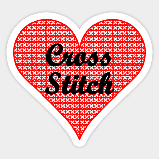 Cross Stitch Heart Sticker